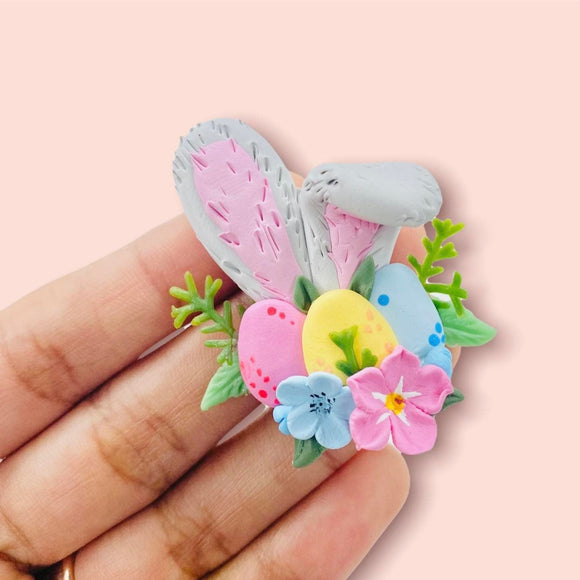 Handmade polymer clay embellishment for bows, badges, arts and crafts. Easter bunny